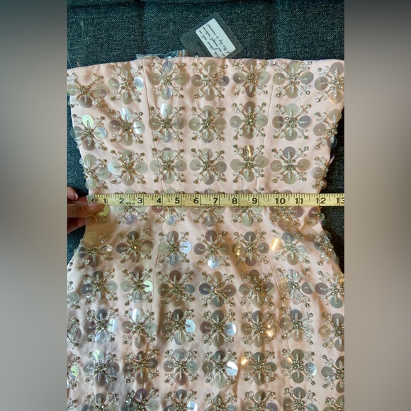 NWT Oh Polly CELEANO Hand Embellished Pink Mini Dress in Blush Size US 2 - Picture 7 of 10